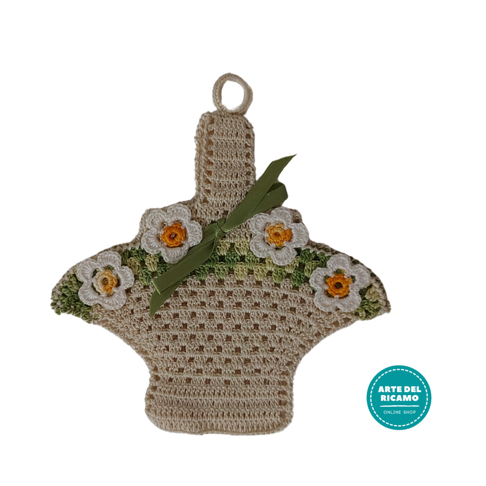 Crochet Potholder - Daisies Basket